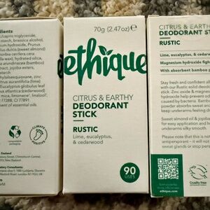 NEW + SEALED Ethique Rustic Deodorant x3 + 1 travel size